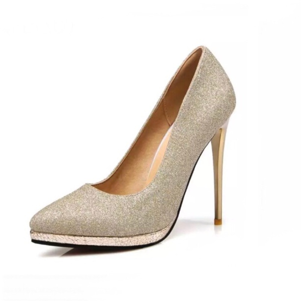 Gold sparkly heels